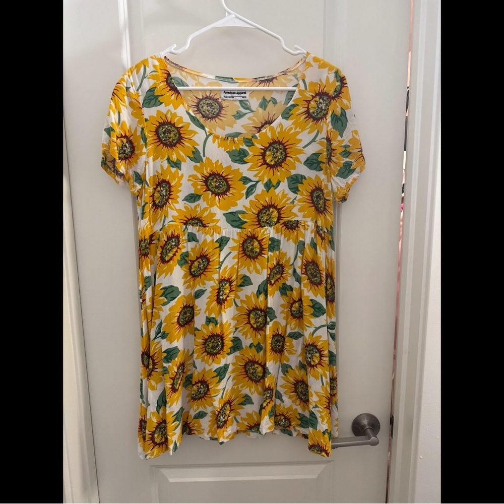 Vintage American Apparel Sunflower Print Babydoll Dress